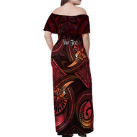 Personalised Polynesia Zodiac Aries Family Matching Off Shoulder Maxi Dress and Hawaiian Shirt Galaxy Polynesian Pattern Chest Tattoo Style
