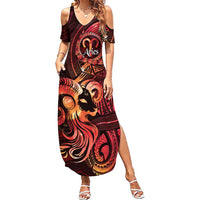 Personalised Polynesia Zodiac Aries Family Matching Summer Maxi Dress and Hawaiian Shirt Galaxy Polynesian Pattern Chest Tattoo Style