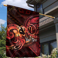 Personalised Polynesia Zodiac Aries Garden Flag Galaxy Polynesian Pattern Chest Tattoo Style