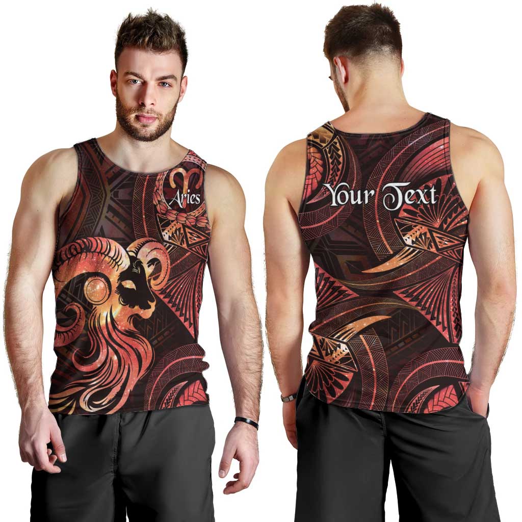 Personalised Polynesia Zodiac Aries Men Tank Top Galaxy Polynesian Pattern Chest Tattoo Style