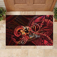 Personalised Polynesia Zodiac Aries Rubber Doormat Galaxy Polynesian Pattern Chest Tattoo Style