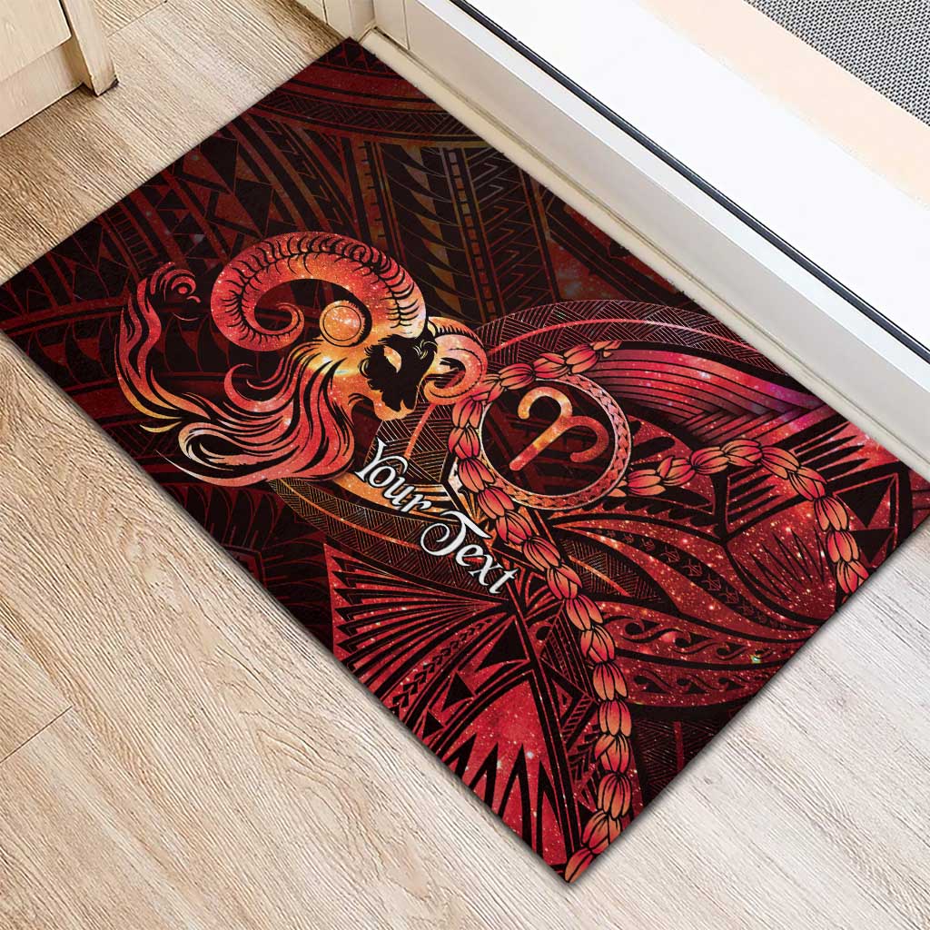 Personalised Polynesia Zodiac Aries Rubber Doormat Galaxy Polynesian Pattern Chest Tattoo Style