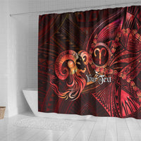 Personalised Polynesia Zodiac Aries Shower Curtain Galaxy Polynesian Pattern Chest Tattoo Style