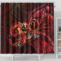 Personalised Polynesia Zodiac Aries Shower Curtain Galaxy Polynesian Pattern Chest Tattoo Style
