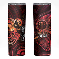 Personalised Polynesia Zodiac Aries Skinny Tumbler Galaxy Polynesian Pattern Chest Tattoo Style LT14 Red - Polynesian Pride