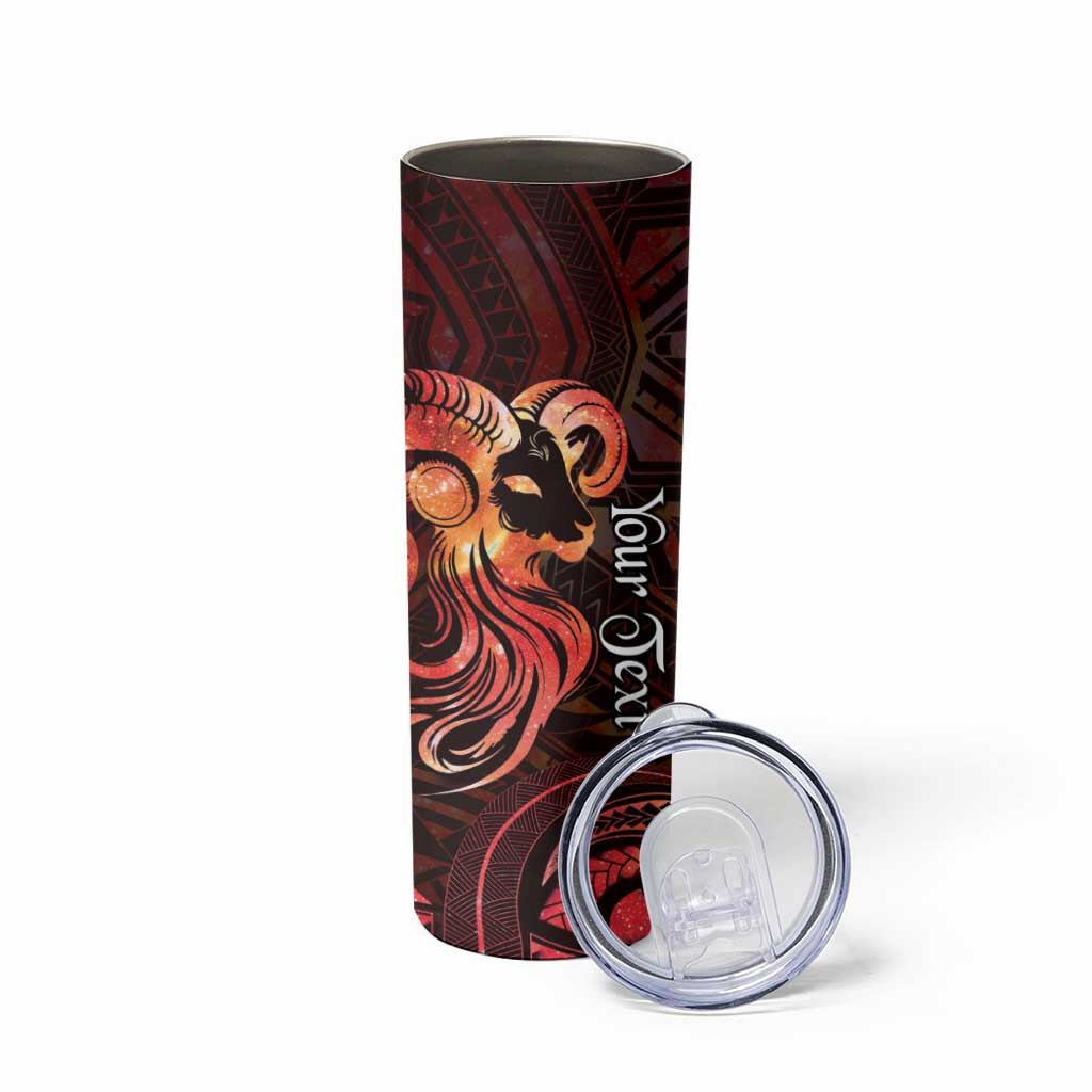 Personalised Polynesia Zodiac Aries Skinny Tumbler Galaxy Polynesian Pattern Chest Tattoo Style LT14 - Polynesian Pride