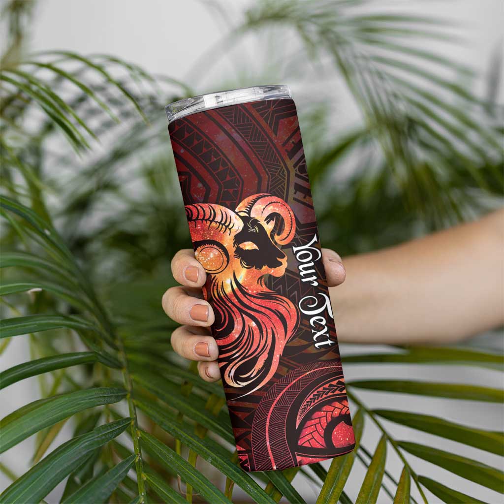 Personalised Polynesia Zodiac Aries Skinny Tumbler Galaxy Polynesian Pattern Chest Tattoo Style LT14 - Polynesian Pride