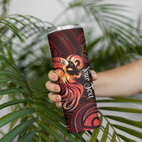 Personalised Polynesia Zodiac Aries Skinny Tumbler Galaxy Polynesian Pattern Chest Tattoo Style LT14 - Polynesian Pride