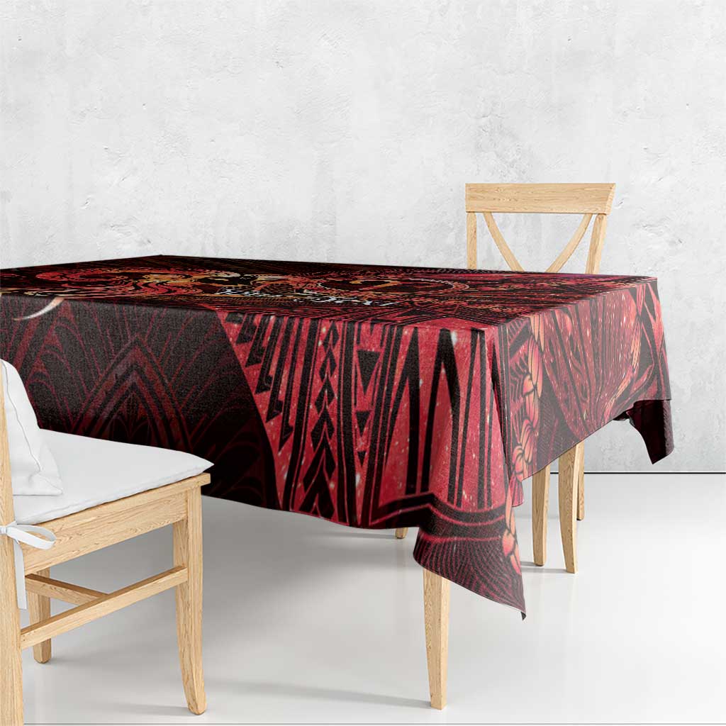 Personalised Polynesia Zodiac Aries Tablecloth Galaxy Polynesian Pattern Chest Tattoo Style