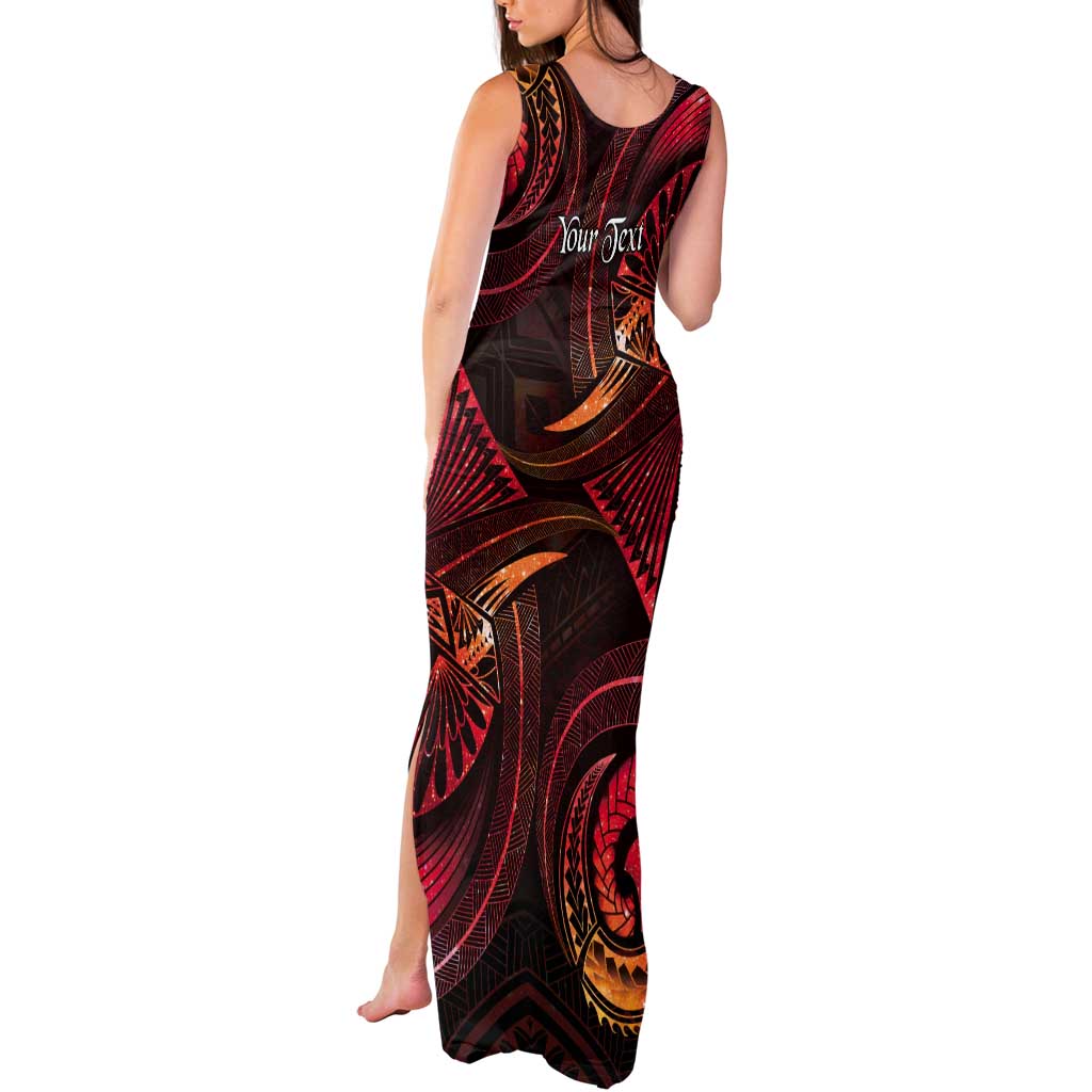 Personalised Polynesia Zodiac Aries Tank Maxi Dress Galaxy Polynesian Pattern Chest Tattoo Style