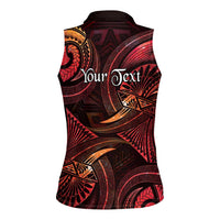 Personalised Polynesia Zodiac Aries Women Sleeveless Polo Shirt Galaxy Polynesian Pattern Chest Tattoo Style