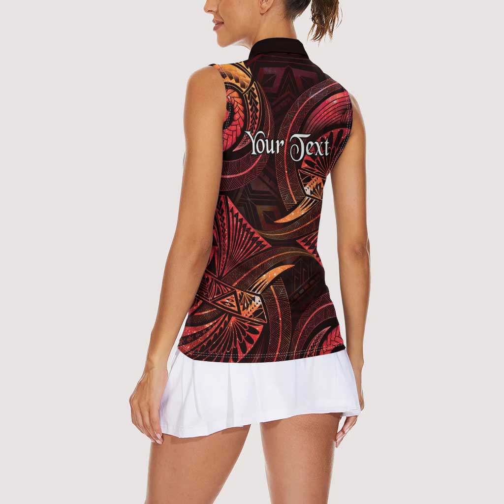 Personalised Polynesia Zodiac Aries Women Sleeveless Polo Shirt Galaxy Polynesian Pattern Chest Tattoo Style