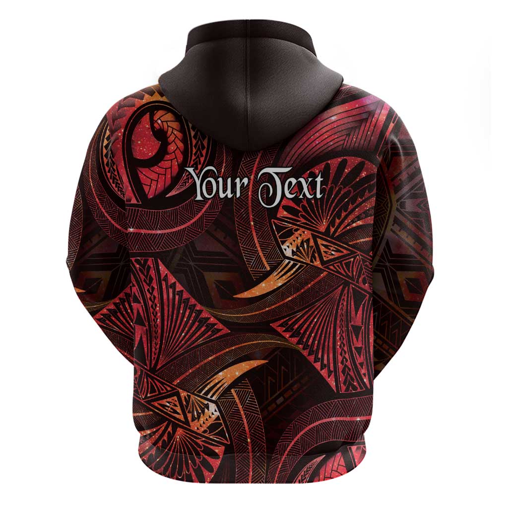 Personalised Polynesia Zodiac Aries Zip Hoodie Galaxy Polynesian Pattern Chest Tattoo Style