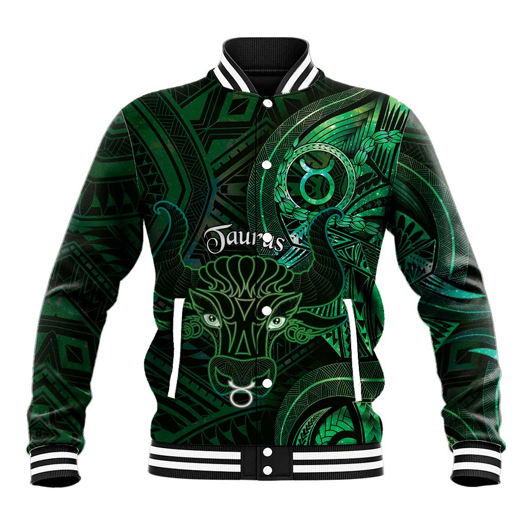 Personalised Polynesia Zodiac Taurus Baseball Jacket Galaxy Polynesian Pattern Chest Tattoo Style