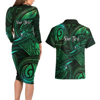 Personalised Polynesia Zodiac Taurus Couples Matching Long Sleeve Bodycon Dress and Hawaiian Shirt Galaxy Polynesian Pattern Chest Tattoo Style LT14 - Polynesian Pride