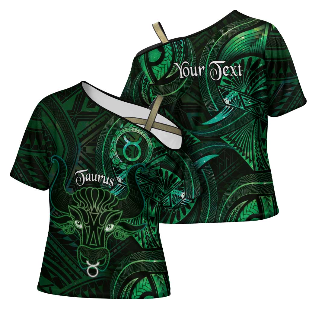 Personalised Polynesia Zodiac Taurus Cross Shoulder Shirt Galaxy Polynesian Pattern Chest Tattoo Style