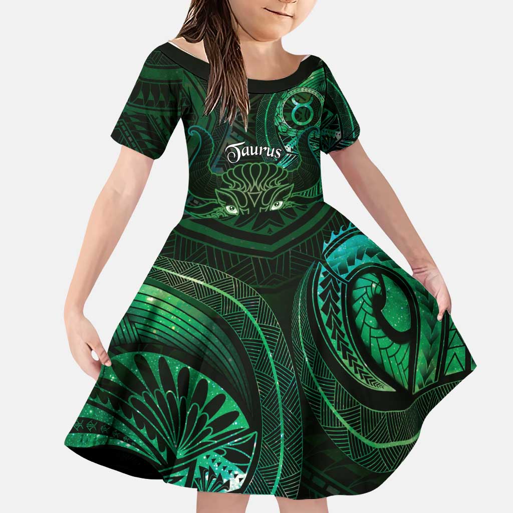 Personalised Polynesia Zodiac Taurus Family Matching Long Sleeve Bodycon Dress and Hawaiian Shirt Galaxy Polynesian Pattern Chest Tattoo Style