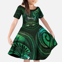 Personalised Polynesia Zodiac Taurus Family Matching Mermaid Dress and Hawaiian Shirt Galaxy Polynesian Pattern Chest Tattoo Style