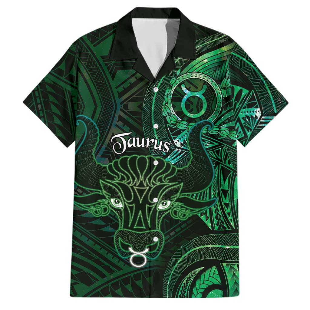 Personalised Polynesia Zodiac Taurus Family Matching Summer Maxi Dress and Hawaiian Shirt Galaxy Polynesian Pattern Chest Tattoo Style
