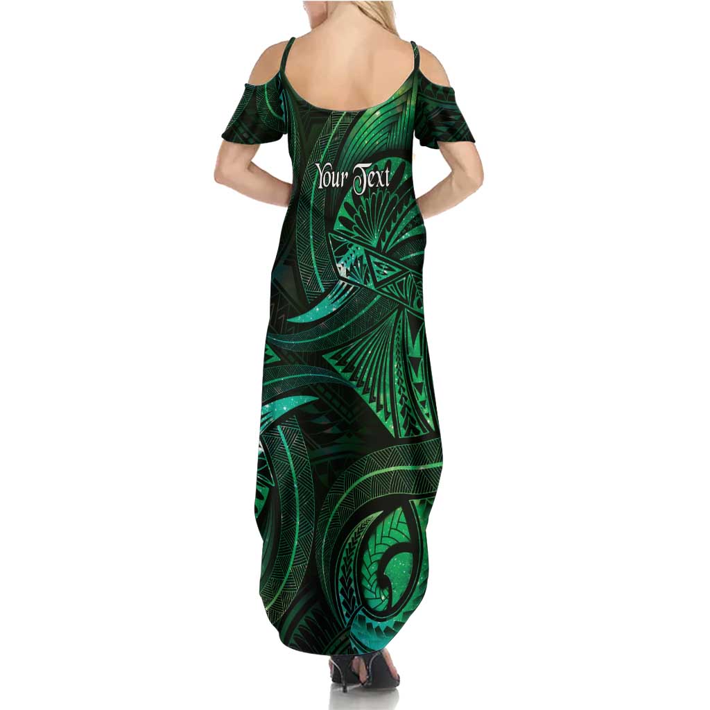 Personalised Polynesia Zodiac Taurus Family Matching Summer Maxi Dress and Hawaiian Shirt Galaxy Polynesian Pattern Chest Tattoo Style