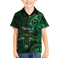 Personalised Polynesia Zodiac Taurus Kid Hawaiian Shirt Galaxy Polynesian Pattern Chest Tattoo Style LT14 Kid Green - Polynesian Pride