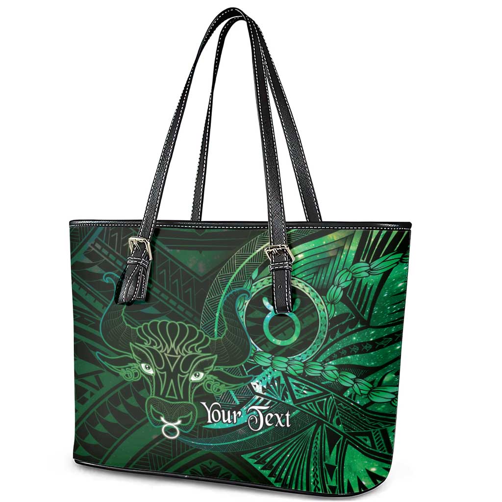 Personalised Polynesia Zodiac Taurus Leather Tote Bag Galaxy Polynesian Pattern Chest Tattoo Style
