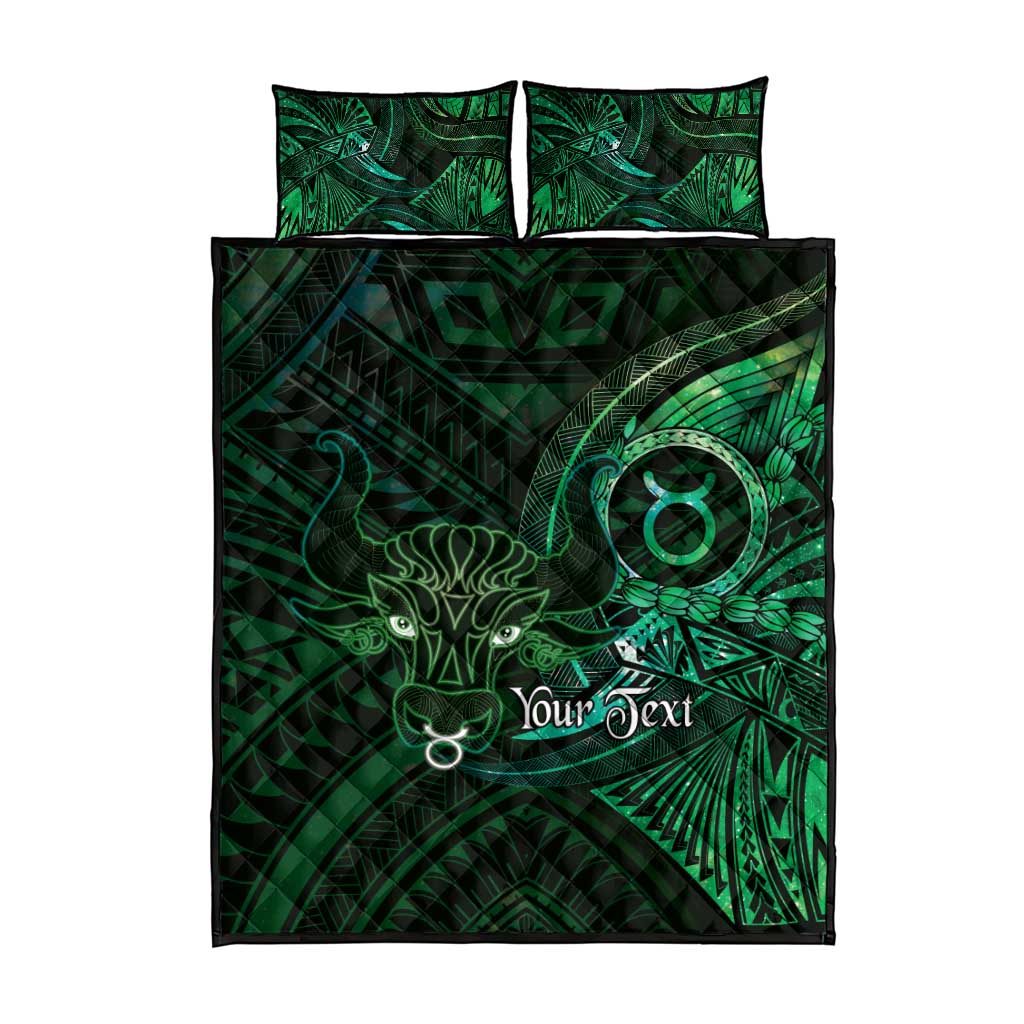 Personalised Polynesia Zodiac Taurus Quilt Bed Set Galaxy Polynesian Pattern Chest Tattoo Style