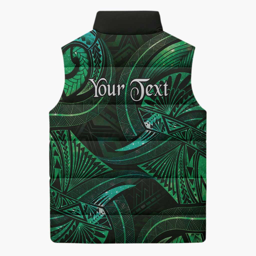 Personalised Polynesia Zodiac Taurus Sleeveless Puffer Jacket Galaxy Polynesian Pattern Chest Tattoo Style