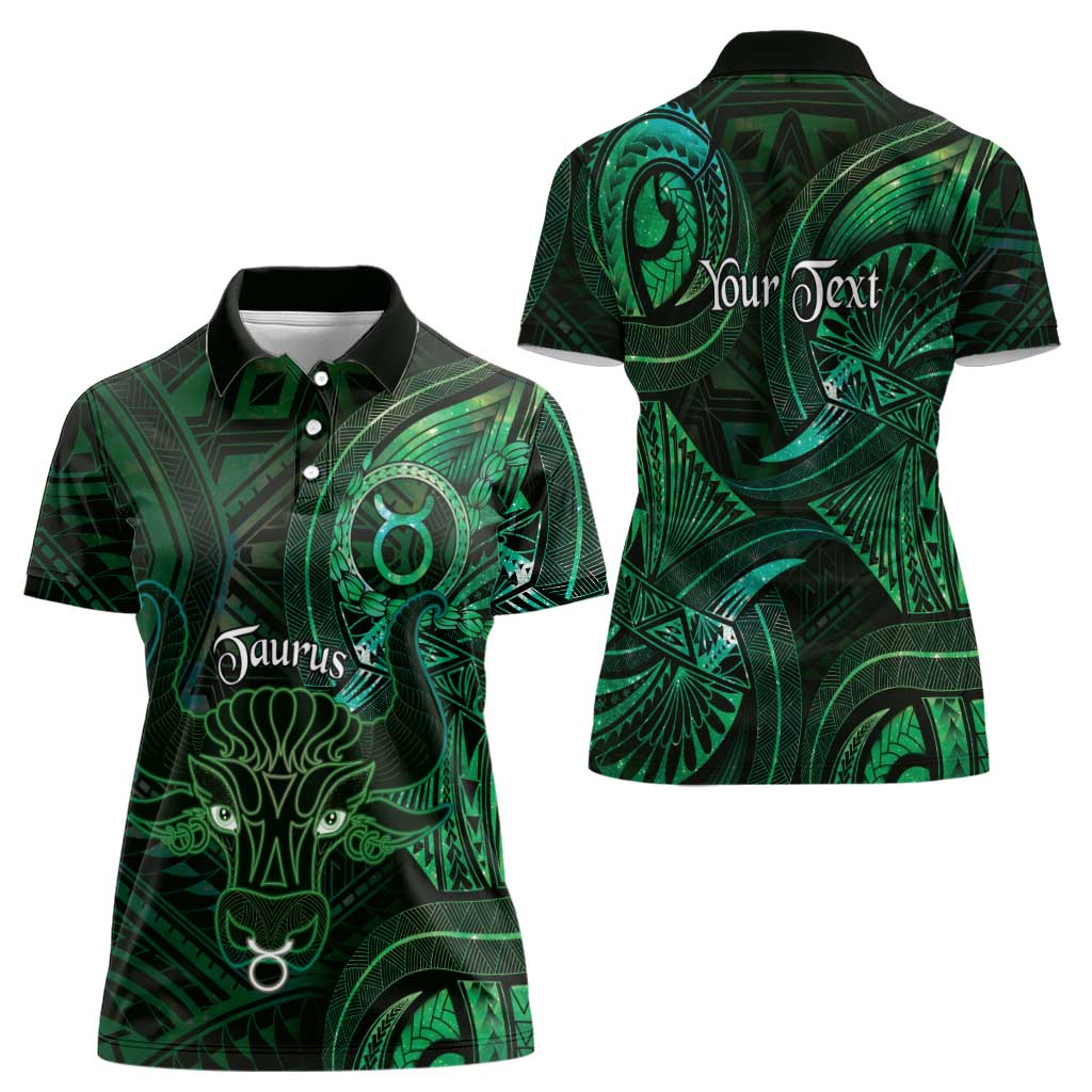 Personalised Polynesia Zodiac Taurus Women Polo Shirt Galaxy Polynesian Pattern Chest Tattoo Style LT14 - Polynesian Pride