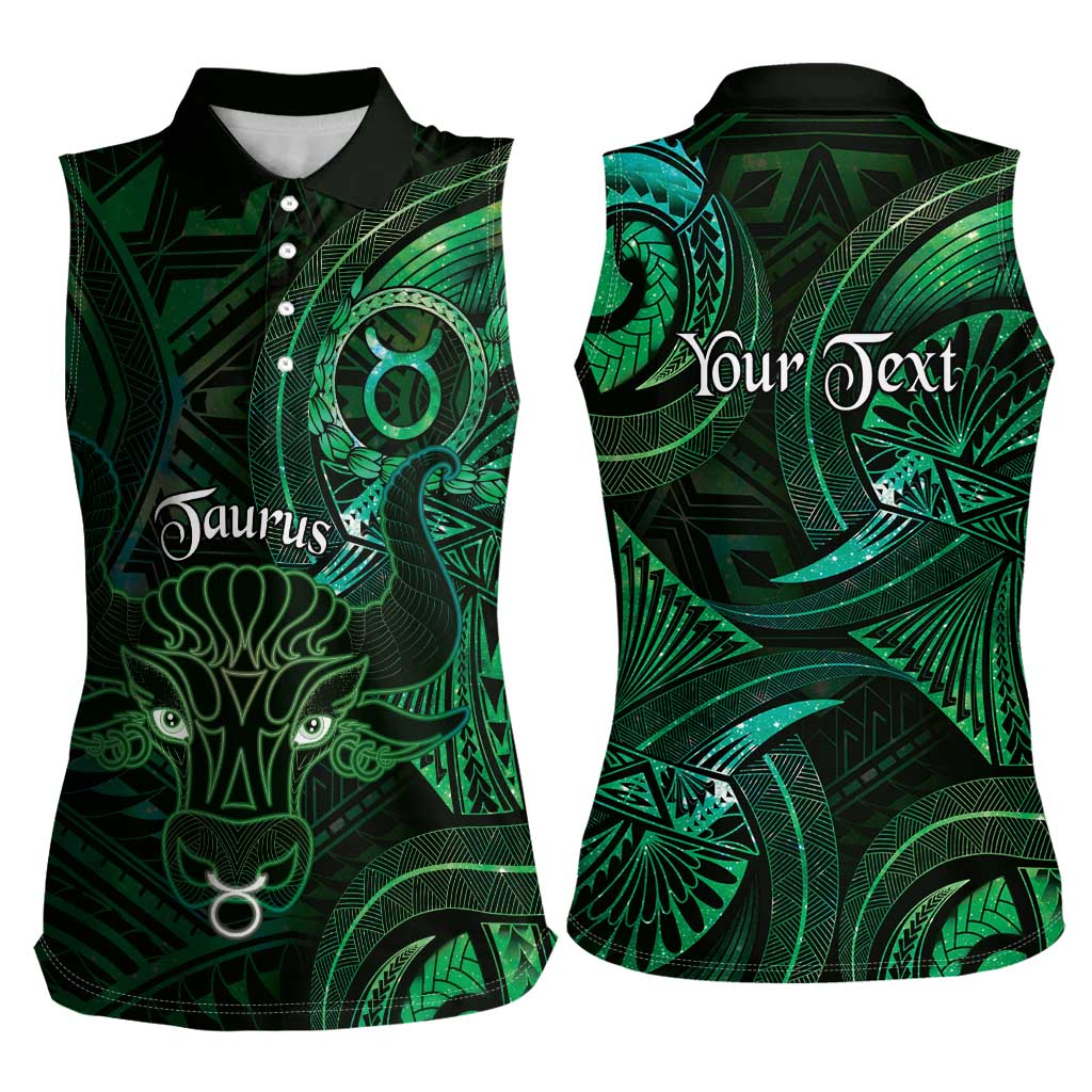Personalised Polynesia Zodiac Taurus Women Sleeveless Polo Shirt Galaxy Polynesian Pattern Chest Tattoo Style LT14 - Polynesian Pride