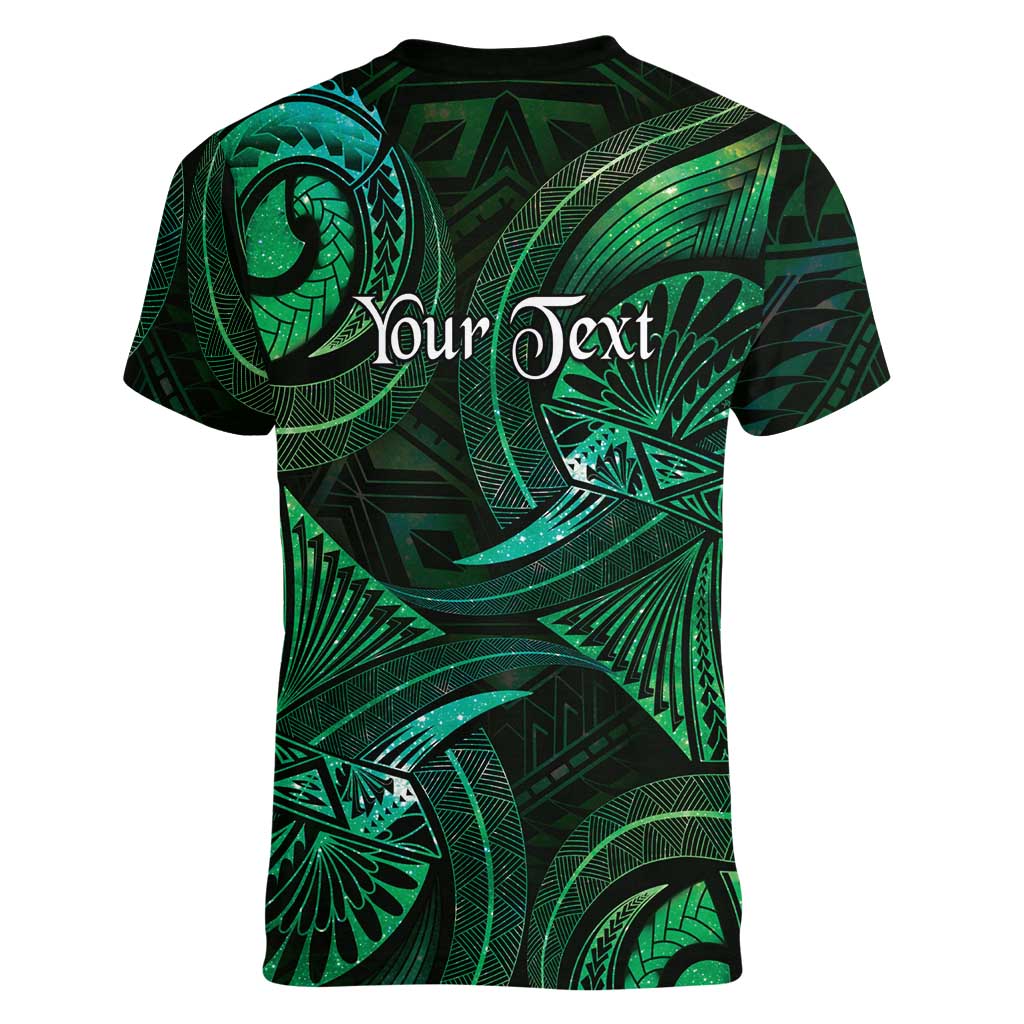 Personalised Polynesia Zodiac Taurus Women V-Neck T-Shirt Galaxy Polynesian Pattern Chest Tattoo Style LT14 - Polynesian Pride