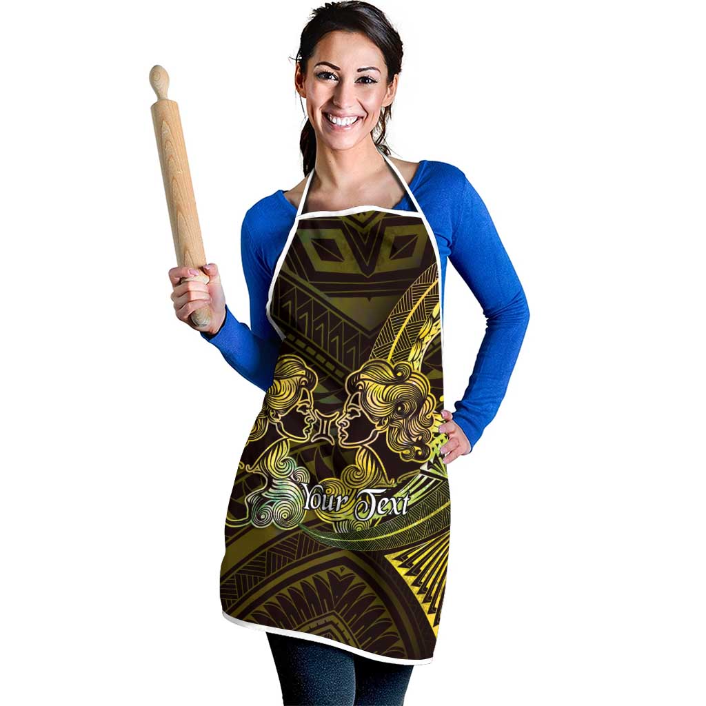 Personalised Polynesia Zodiac Gemini Apron Galaxy Polynesian Pattern Chest Tattoo Style