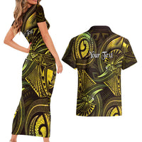 Personalised Polynesia Zodiac Gemini Couples Matching Short Sleeve Bodycon Dress and Hawaiian Shirt Galaxy Polynesian Pattern Chest Tattoo Style LT14 - Polynesian Pride