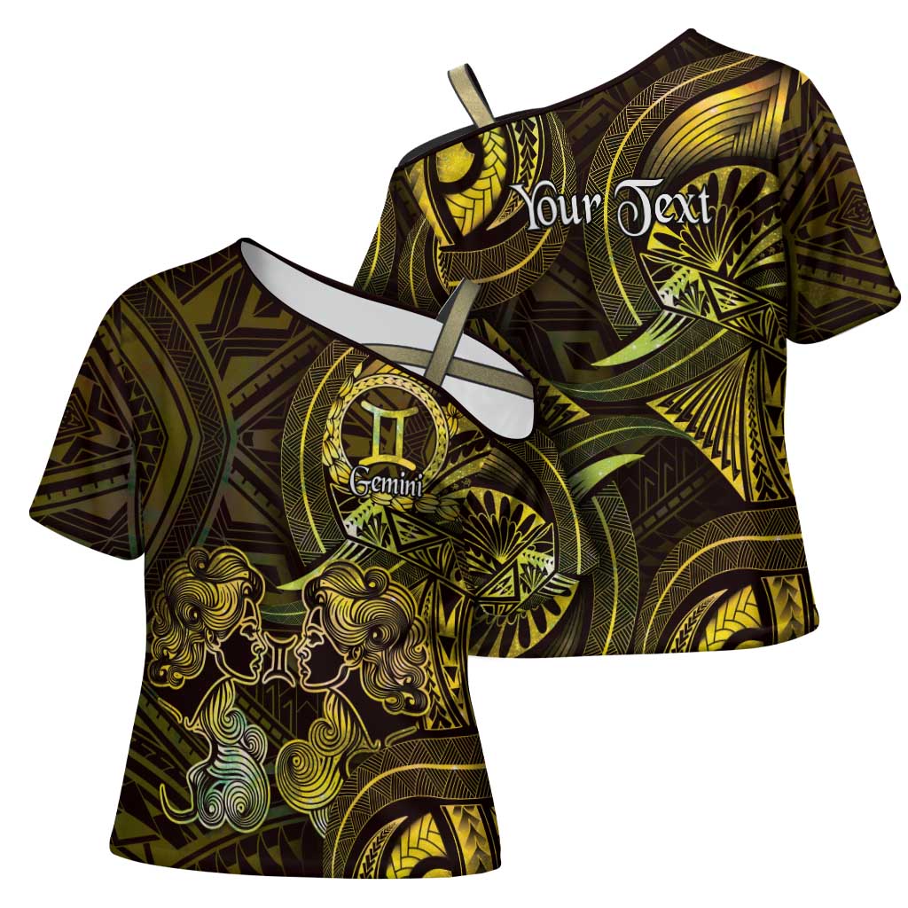 Personalised Polynesia Zodiac Gemini Cross Shoulder Shirt Galaxy Polynesian Pattern Chest Tattoo Style LT14 - Polynesian Pride