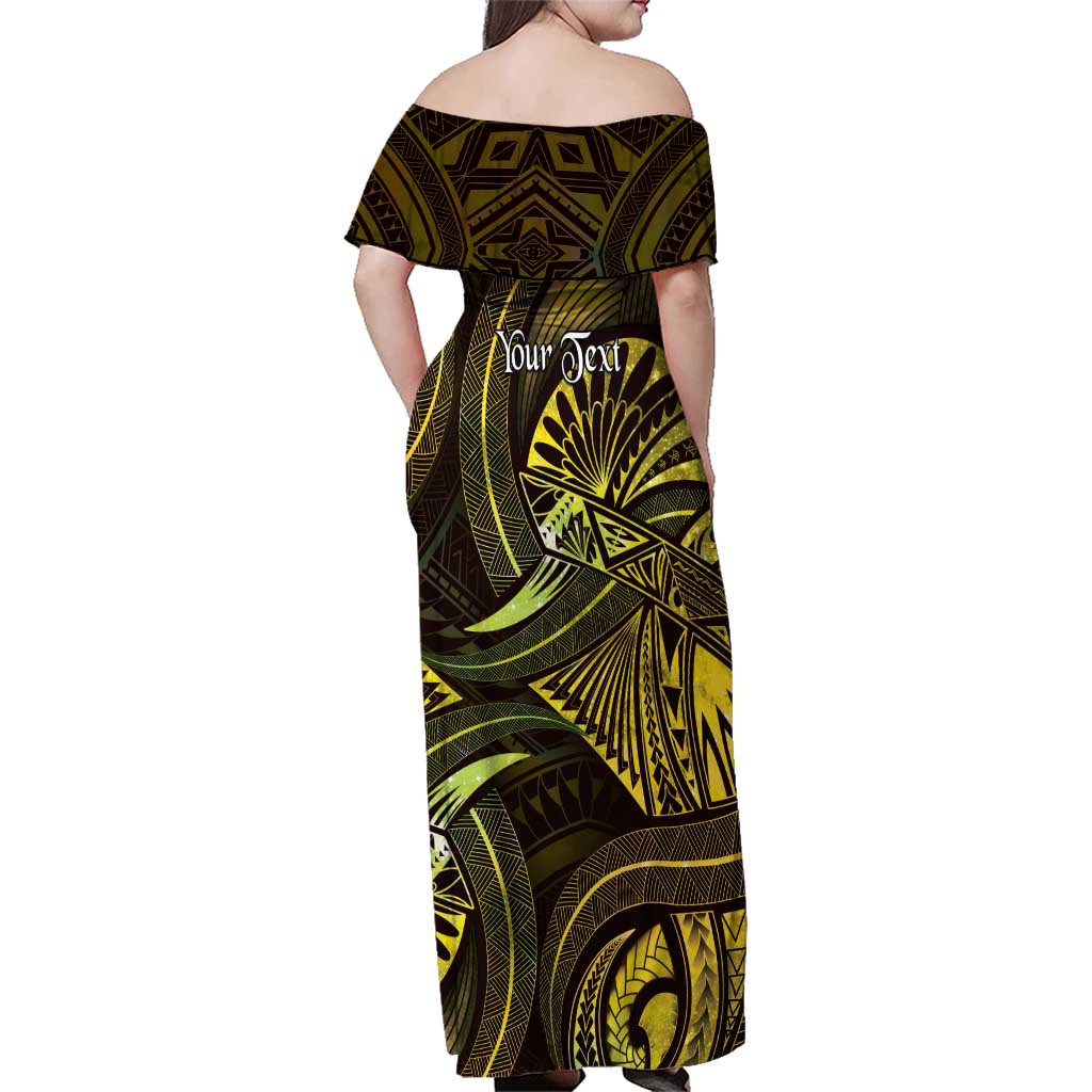 Personalised Polynesia Zodiac Gemini Family Matching Off Shoulder Maxi Dress and Hawaiian Shirt Galaxy Polynesian Pattern Chest Tattoo Style