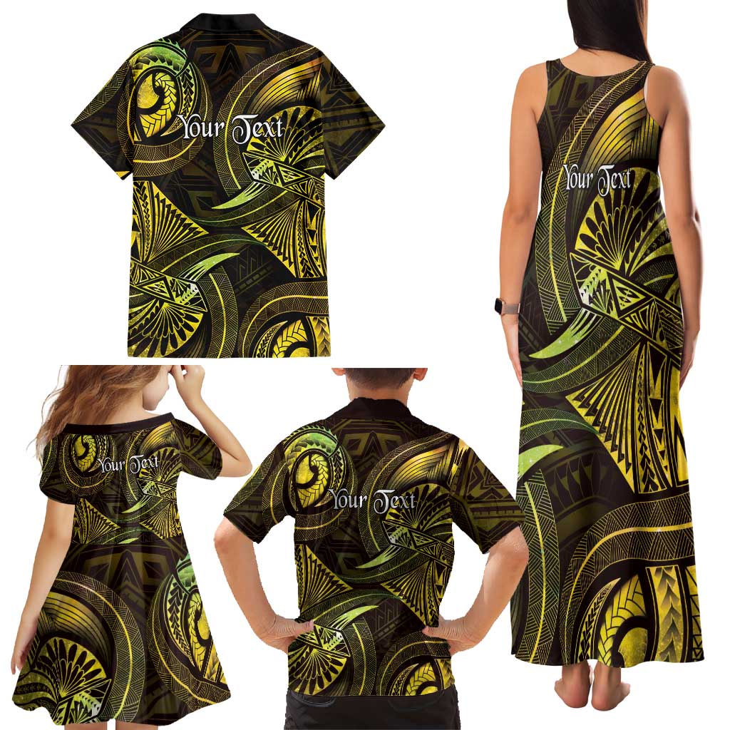 Personalised Polynesia Zodiac Gemini Family Matching Tank Maxi Dress and Hawaiian Shirt Galaxy Polynesian Pattern Chest Tattoo Style