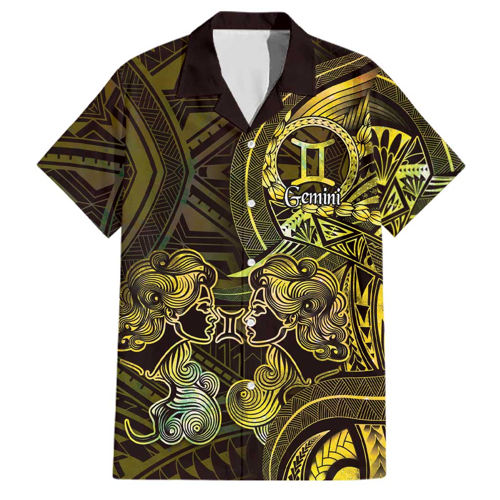 Personalised Polynesia Zodiac Gemini Family Matching Tank Maxi Dress and Hawaiian Shirt Galaxy Polynesian Pattern Chest Tattoo Style