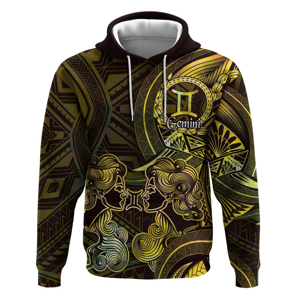 Personalised Polynesia Zodiac Gemini Hoodie Galaxy Polynesian Pattern Chest Tattoo Style