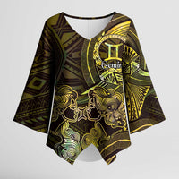 Personalised Polynesia Zodiac Gemini Kimono Sleeve Blouse Galaxy Polynesian Pattern Chest Tattoo Style