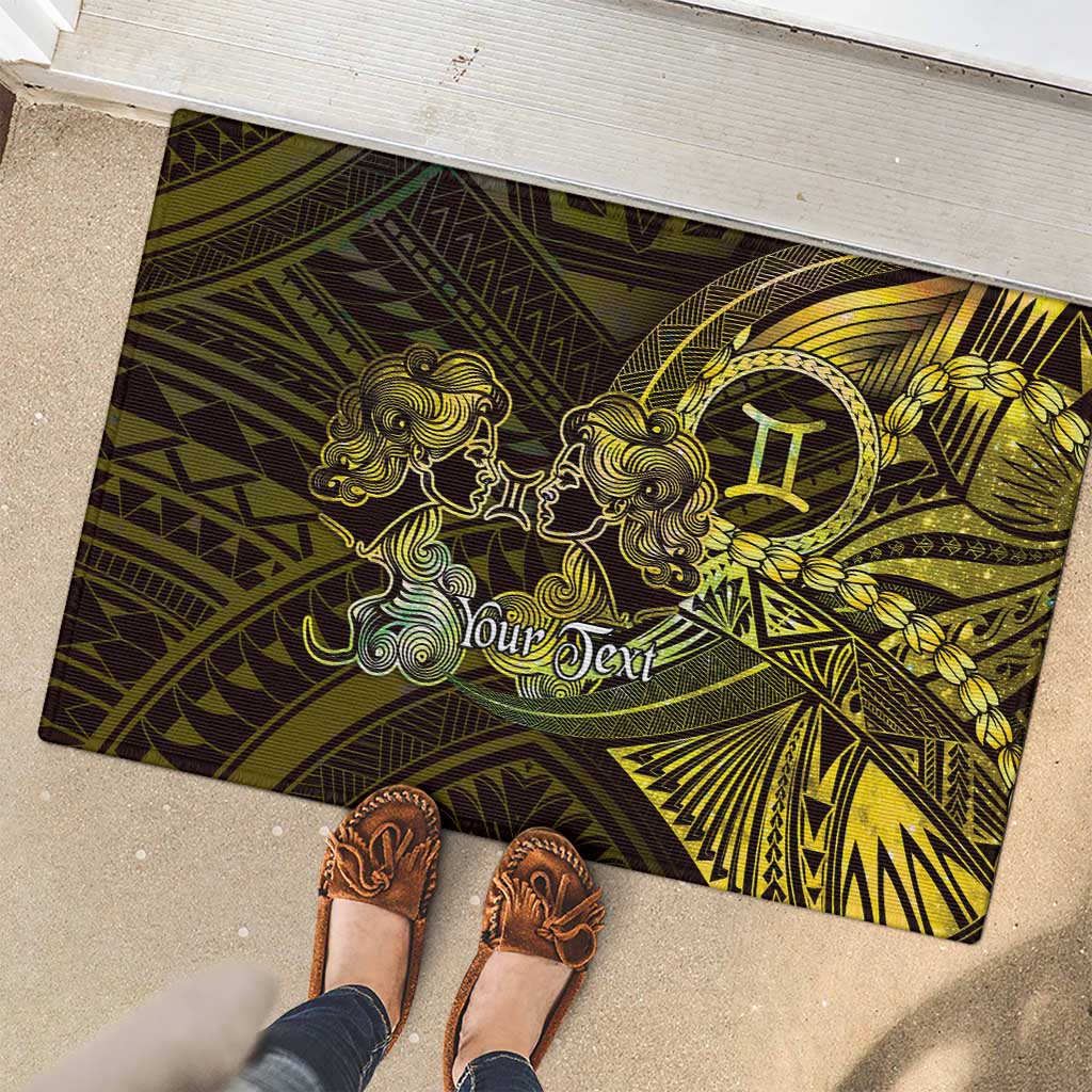 Personalised Polynesia Zodiac Gemini Rubber Doormat Galaxy Polynesian Pattern Chest Tattoo Style