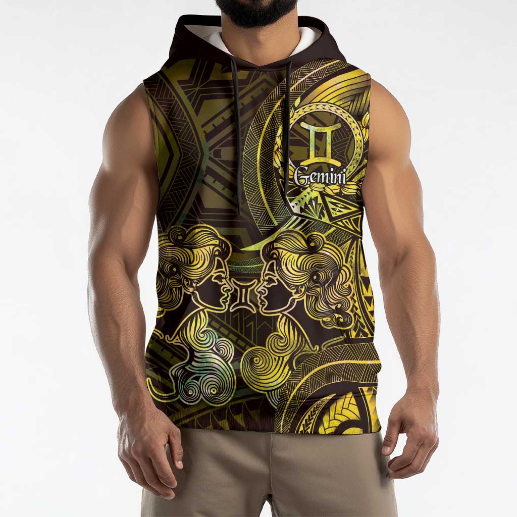 Personalised Polynesia Zodiac Gemini Sleeveless Hoodie Galaxy Polynesian Pattern Chest Tattoo Style LT14 - Polynesian Pride