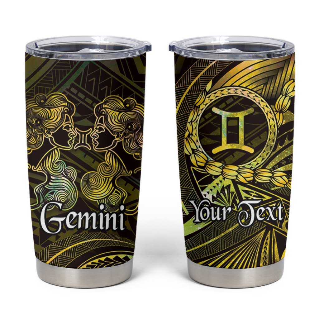 Personalised Polynesia Zodiac Gemini Tumbler Cup Galaxy Polynesian Pattern Chest Tattoo Style
