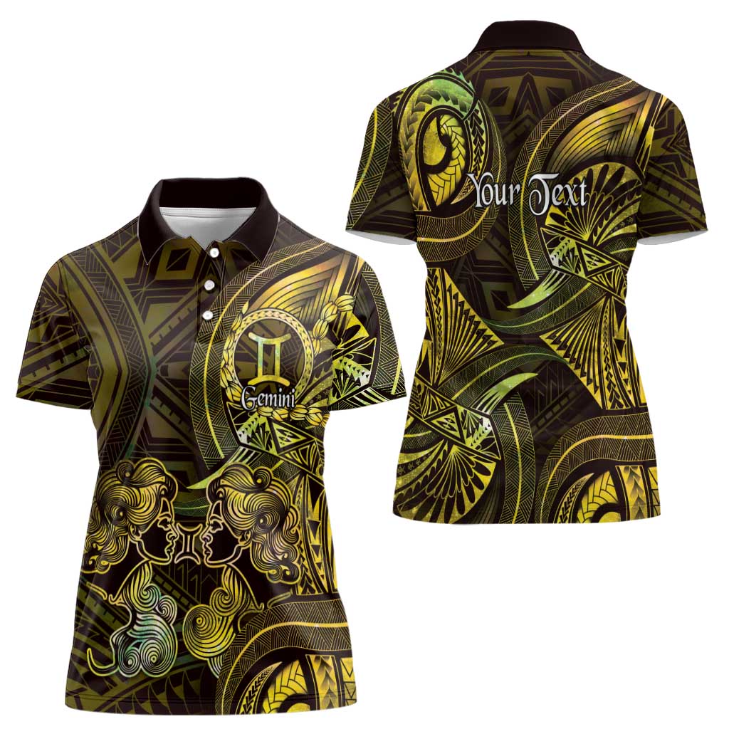 Personalised Polynesia Zodiac Gemini Women Polo Shirt Galaxy Polynesian Pattern Chest Tattoo Style LT14 - Polynesian Pride