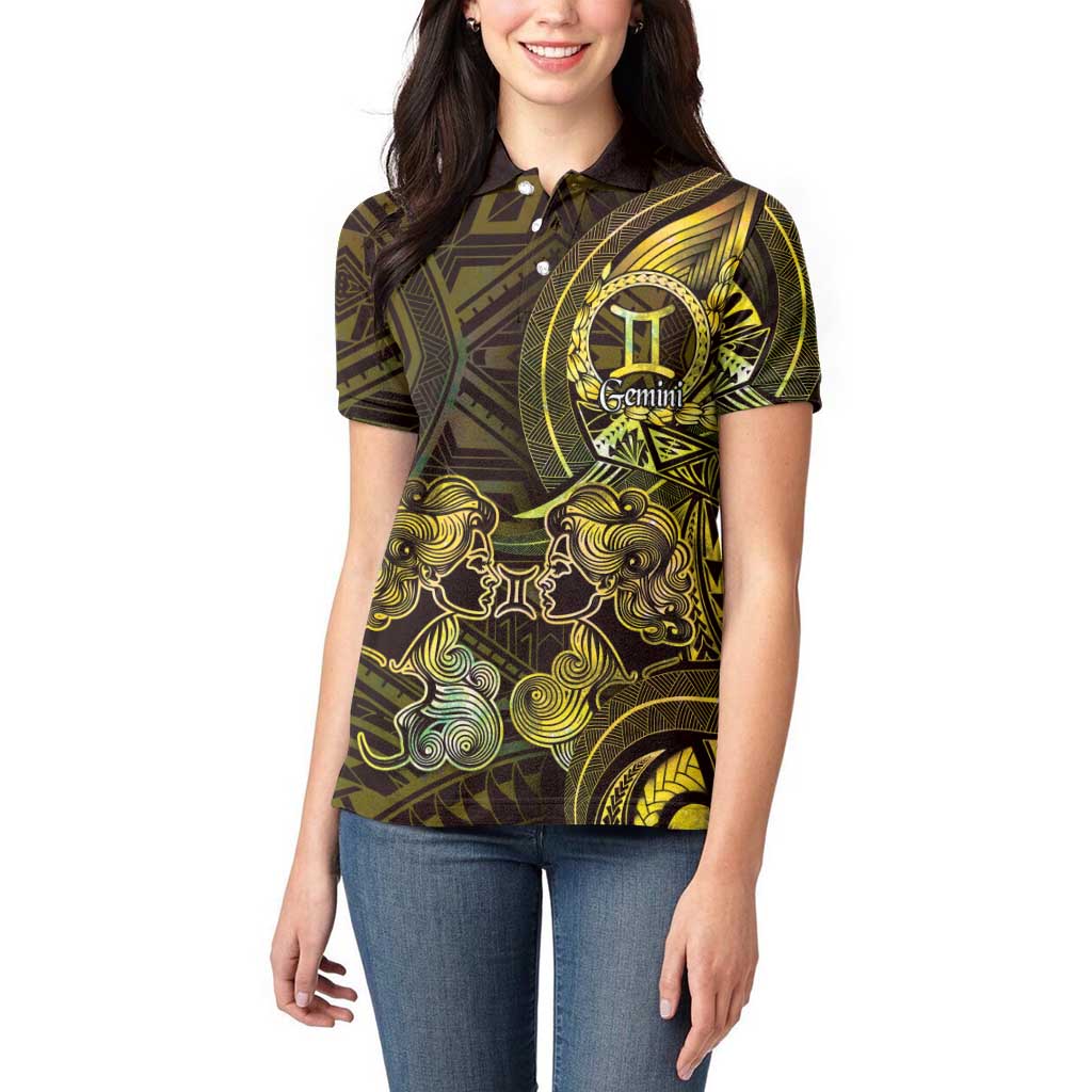 Personalised Polynesia Zodiac Gemini Women Polo Shirt Galaxy Polynesian Pattern Chest Tattoo Style LT14 - Polynesian Pride