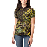 Personalised Polynesia Zodiac Gemini Women Polo Shirt Galaxy Polynesian Pattern Chest Tattoo Style LT14 - Polynesian Pride