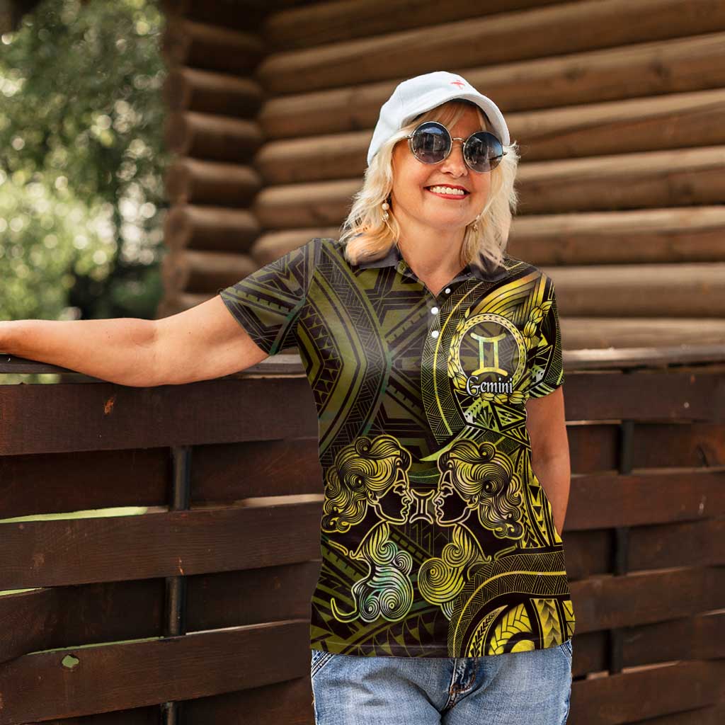 Personalised Polynesia Zodiac Gemini Women Polo Shirt Galaxy Polynesian Pattern Chest Tattoo Style LT14 - Polynesian Pride