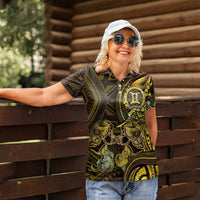 Personalised Polynesia Zodiac Gemini Women Polo Shirt Galaxy Polynesian Pattern Chest Tattoo Style LT14 - Polynesian Pride