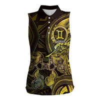 Personalised Polynesia Zodiac Gemini Women Sleeveless Polo Shirt Galaxy Polynesian Pattern Chest Tattoo Style LT14 Female Yellow - Polynesian Pride