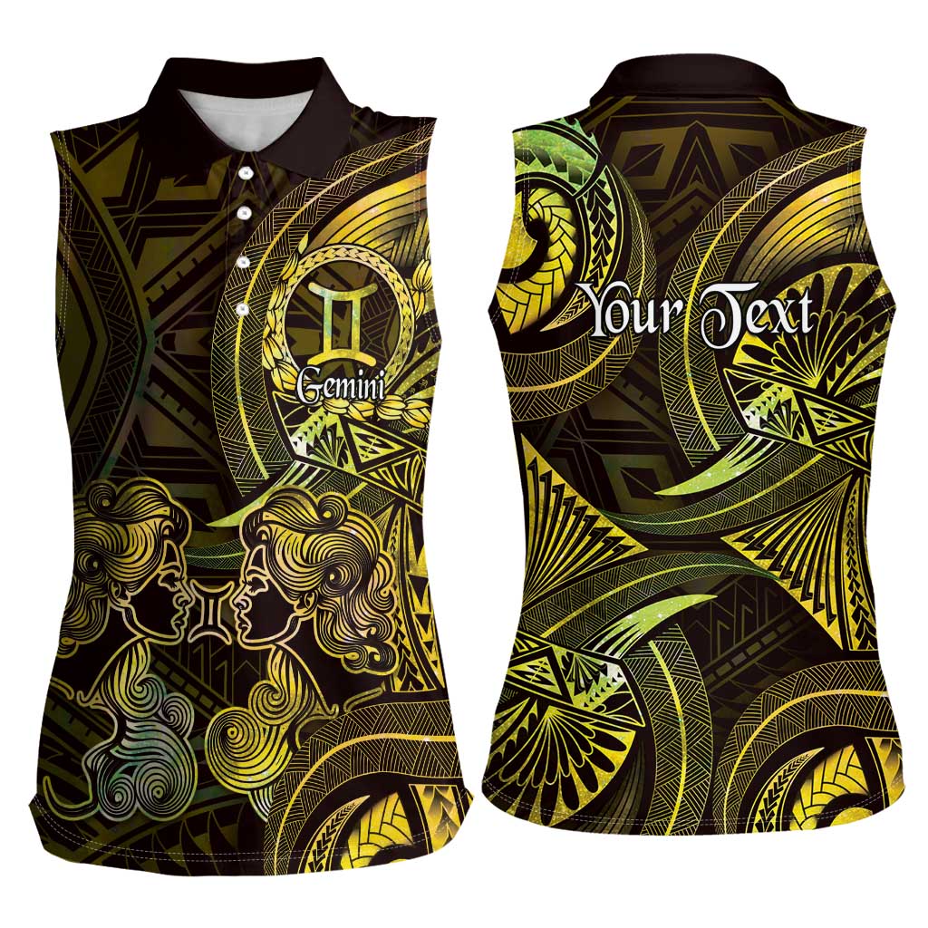 Personalised Polynesia Zodiac Gemini Women Sleeveless Polo Shirt Galaxy Polynesian Pattern Chest Tattoo Style LT14 - Polynesian Pride