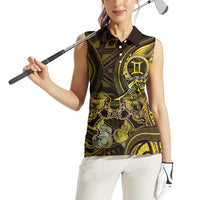 Personalised Polynesia Zodiac Gemini Women Sleeveless Polo Shirt Galaxy Polynesian Pattern Chest Tattoo Style LT14 - Polynesian Pride